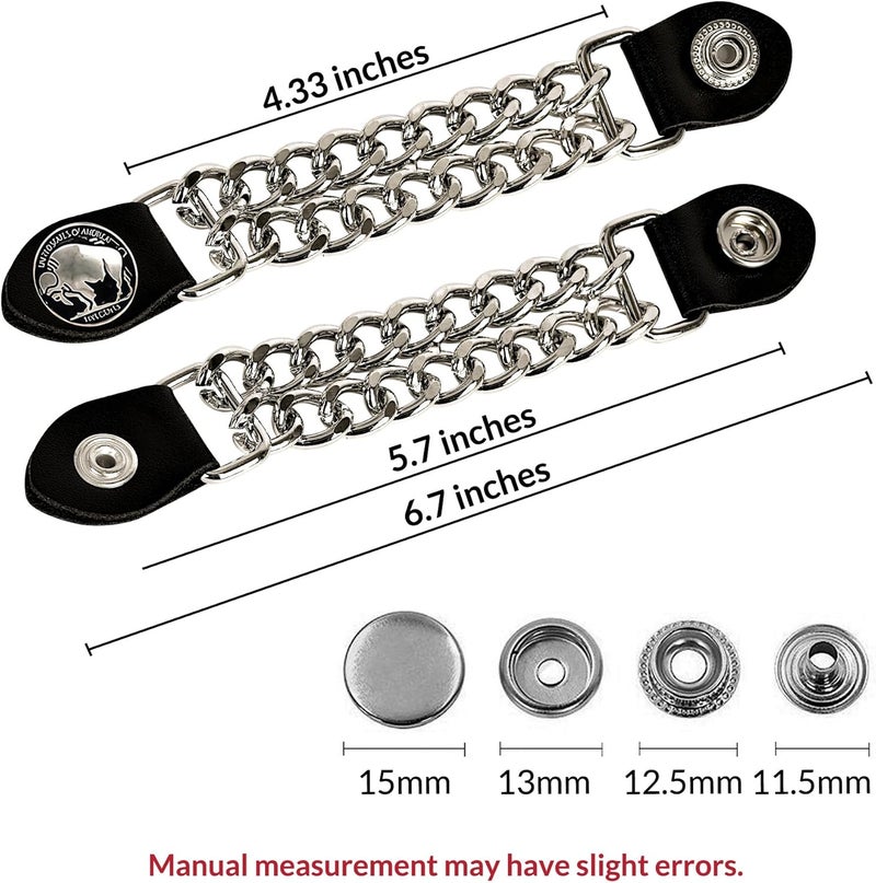 Mirthcos Motorcycle Vest Extenders for Men & Women - 4 PCS Leather Vest Extensions for Biker - Durable Double Chrome Chains - Image 3